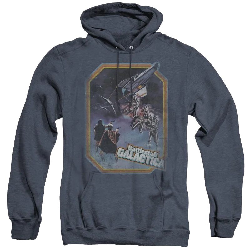 Battlestar Galactica (1978) Poster Iron On - Heather Pullover Hoodie Bishop Sleeve Elegant Battlestar Galactica (1978) Poster Iron On - Heather Pullover Hoodie Bishop Sleeve Elegant