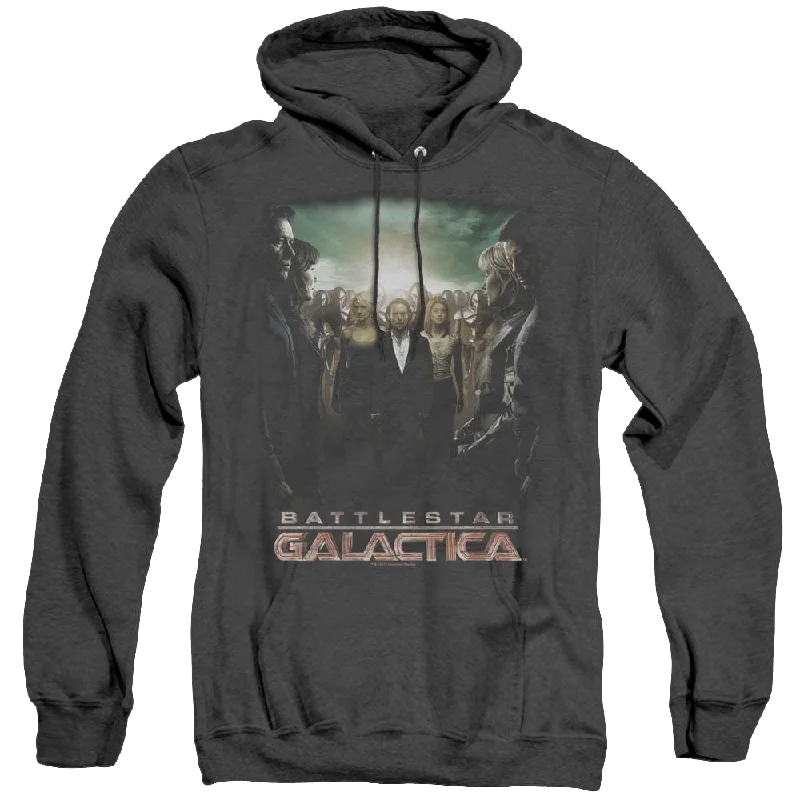 Battlestar Galactica (2004) Crossroads - Heather Pullover Hoodie Gathered Sleeve Pullover Battlestar Galactica (2004) Crossroads - Heather Pullover Hoodie Gathered Sleeve Pullover