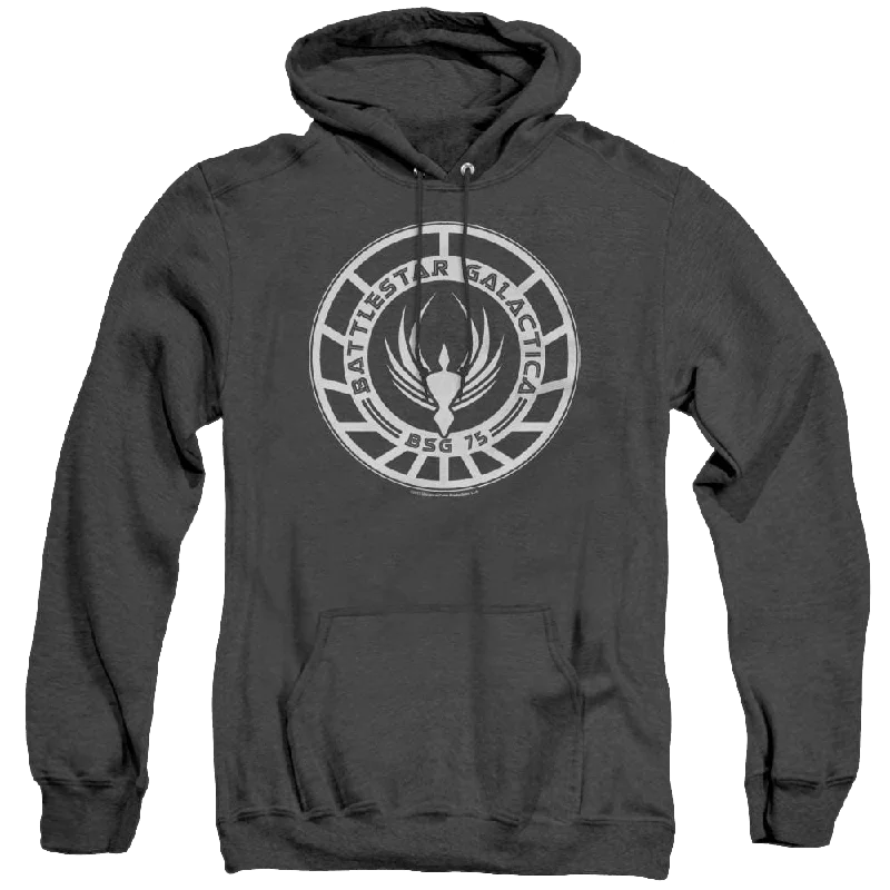 Battlestar Galactica (2004) Galactica Badge - Heather Pullover Hoodie Long Bell Sleeve Battlestar Galactica (2004) Galactica Badge - Heather Pullover Hoodie Long Bell Sleeve
