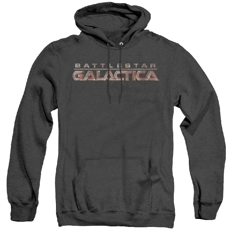 Battlestar Galactica (2004) Logo - Heather Pullover Hoodie Puff Sleeve Stylish