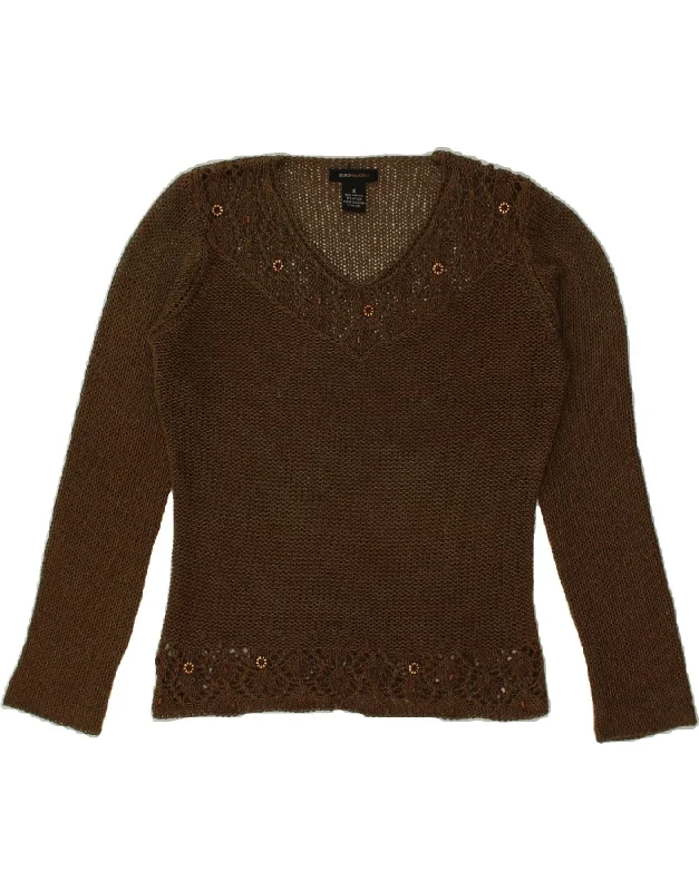 BCBGMAXAZRIA Womens V-Neck Jumper Sweater UK 10 Small Khaki Acrylic Spandex Blend Rayon Blend Denim Blend BCBGMAXAZRIA Womens V-Neck Jumper Sweater UK 10 Small Khaki Acrylic Spandex Blend Rayon Blend Denim Blend