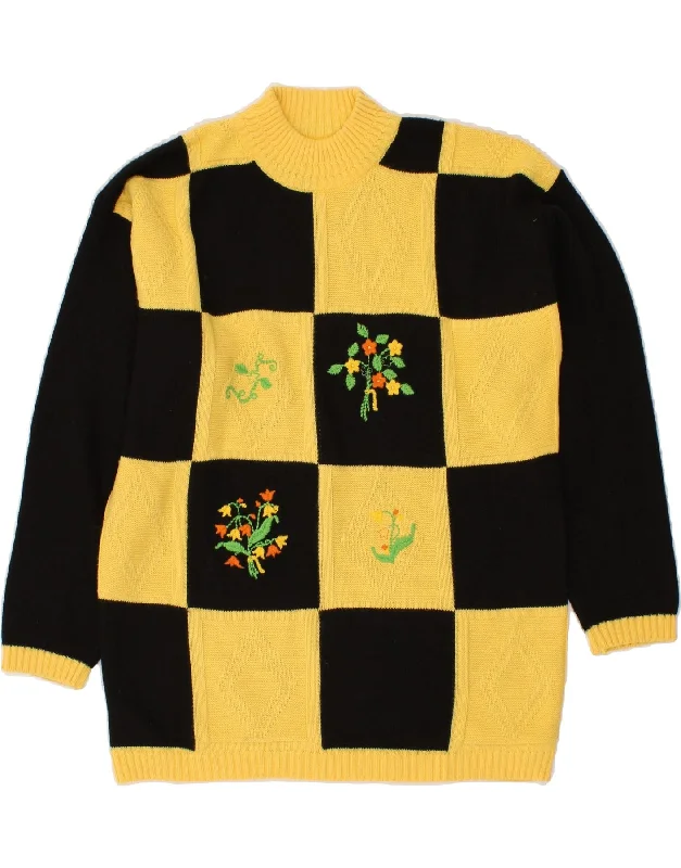 BEATRICE Womens Turtle Neck Jumper Sweater UK 16 Large Yellow Colourblock Seamless Knitted Crochet BEATRICE Womens Turtle Neck Jumper Sweater UK 16 Large Yellow Colourblock Seamless Knitted Crochet