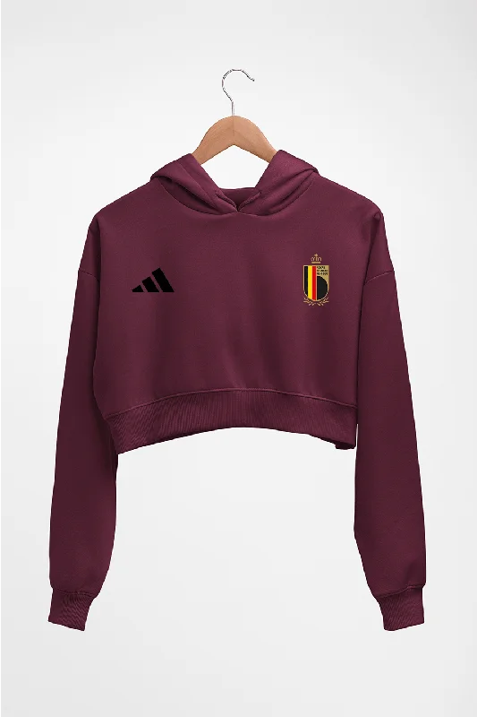 Belgium Football Crop HOODIE FOR WOMEN Hoodie with Crew Neck Simple Timeless