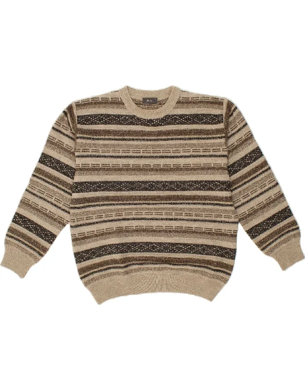BELIKA Womens Crew Neck Jumper Sweater EU 48 2XL Beige Geometric Wool Bright Pastel Dark BELIKA Womens Crew Neck Jumper Sweater EU 48 2XL Beige Geometric Wool Bright Pastel Dark