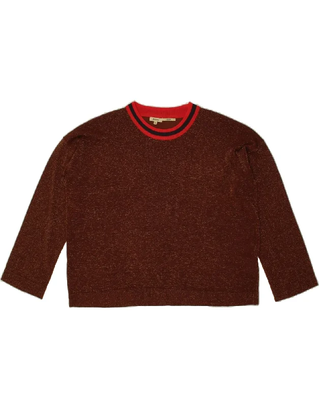 BELLEROSE Womens Oversized Crew Neck Jumper Sweater US 2 XS Burgundy Boat Neck Shawl Collar Notched Collar BELLEROSE Womens Oversized Crew Neck Jumper Sweater US 2 XS Burgundy Boat Neck Shawl Collar Notched Collar