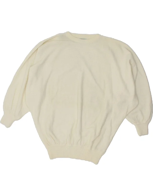 BENETTON Womens Oversized Crew Neck Jumper Sweater IT 46 Large Off White Toggled Drawstring Belted BENETTON Womens Oversized Crew Neck Jumper Sweater IT 46 Large Off White Toggled Drawstring Belted