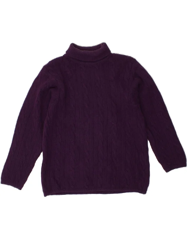 BENETTON Womens Roll Neck Jumper Sweater IT 46 Large Purple Wool Cable Knit Ribbed Knit Lace Knit BENETTON Womens Roll Neck Jumper Sweater IT 46 Large Purple Wool Cable Knit Ribbed Knit Lace Knit