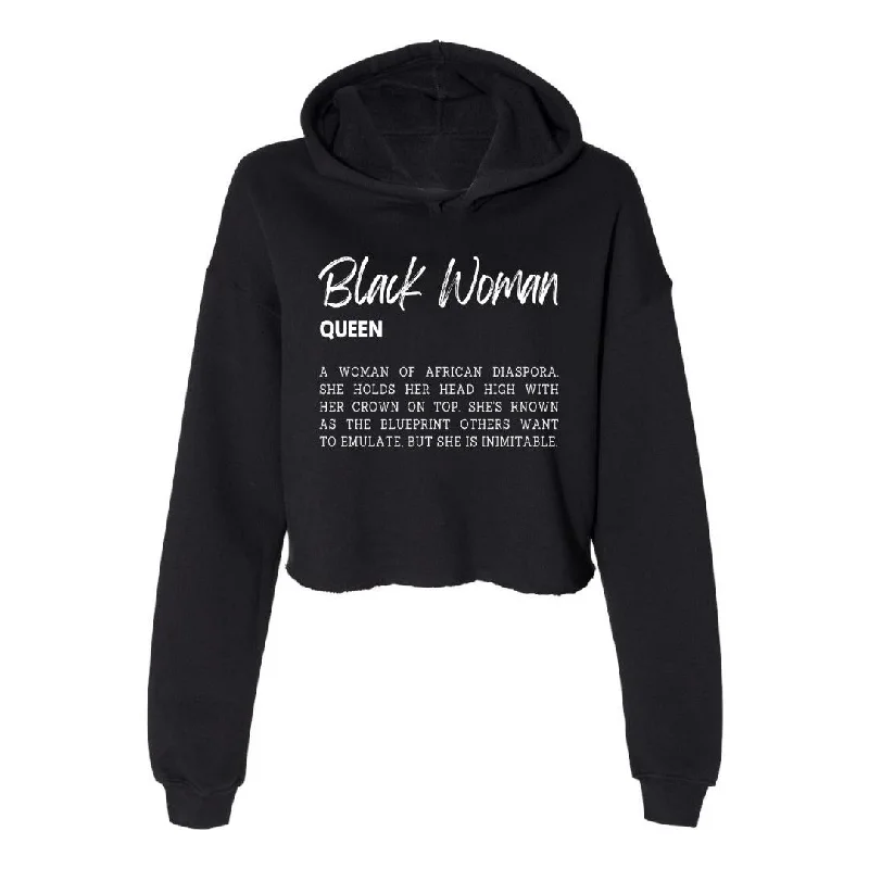 Black Woman Defined Cropped Hoodie Hoodie with Side Slits Relaxed Casual