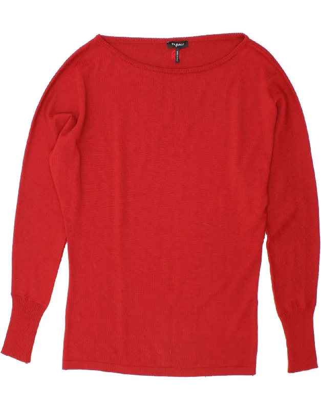 BYBLOS Womens Boat Neck Jumper Sweater UK 18 XL Red Welt Pockets Slit Pockets Flap Pockets BYBLOS Womens Boat Neck Jumper Sweater UK 18 XL Red Welt Pockets Slit Pockets Flap Pockets