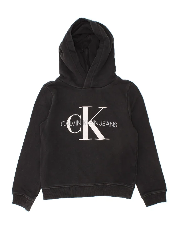 CALVIN KLEIN JEANS Boys Graphic Hoodie Jumper 7-8 Years Black Cotton Hoodie with Hem Contrast Bold Stylish CALVIN KLEIN JEANS Boys Graphic Hoodie Jumper 7-8 Years Black Cotton Hoodie with Hem Contrast Bold Stylish