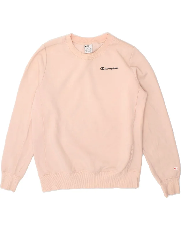 CHAMPION Womens Sweatshirt Jumper UK 16 Large Pink Cotton Hoodie with Snap Buttons Easy Quick CHAMPION Womens Sweatshirt Jumper UK 16 Large Pink Cotton Hoodie with Snap Buttons Easy Quick