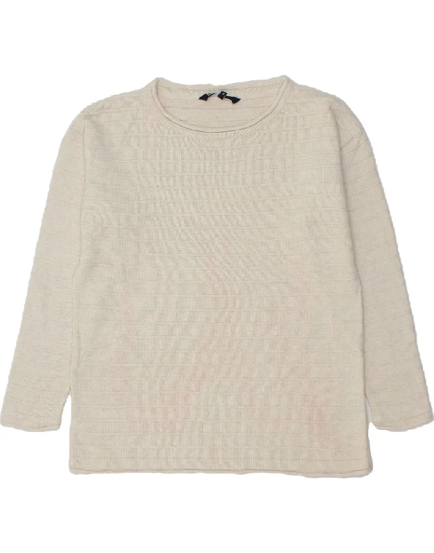 CREW CLOTHING Womens Boat Neck Jumper Sweater UK 12 Medium White Cotton Houndstooth Herringbone Solid CREW CLOTHING Womens Boat Neck Jumper Sweater UK 12 Medium White Cotton Houndstooth Herringbone Solid