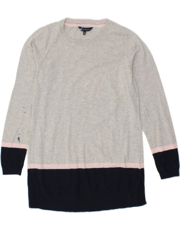 CREW CLOTHING Womens Crew Neck Jumper Sweater UK 14 Large Grey Colourblock Fitted Slim Tailored CREW CLOTHING Womens Crew Neck Jumper Sweater UK 14 Large Grey Colourblock Fitted Slim Tailored