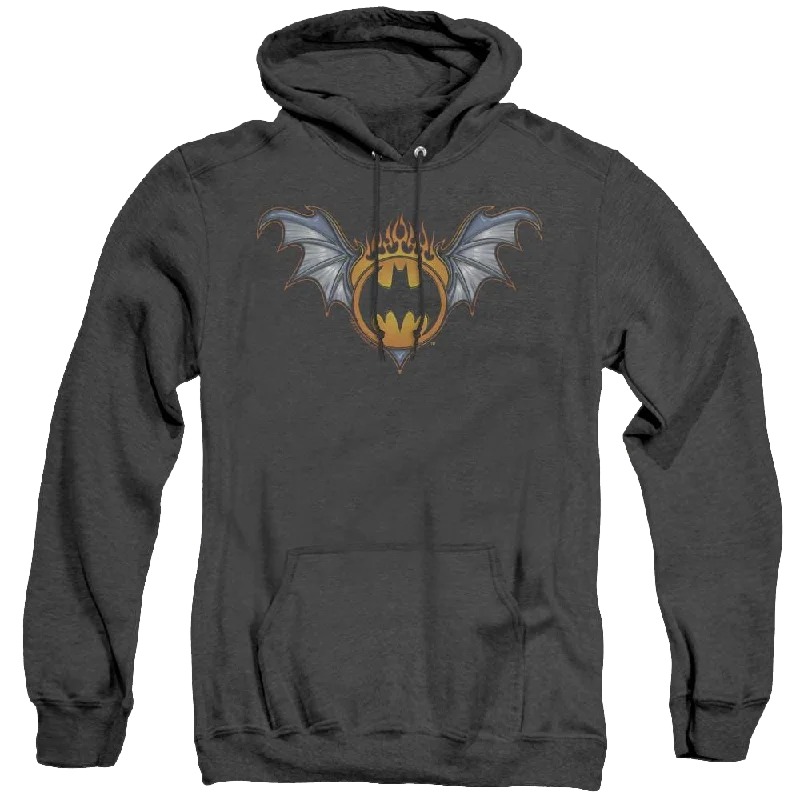 Dc Batman Bat Wings Logo - Heather Pullover Hoodie Three Quarter Sleeve