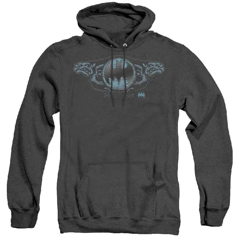 Dc Batman Two Gargoyles Logo - Heather Pullover Hoodie Spaghetti Sleeve Top