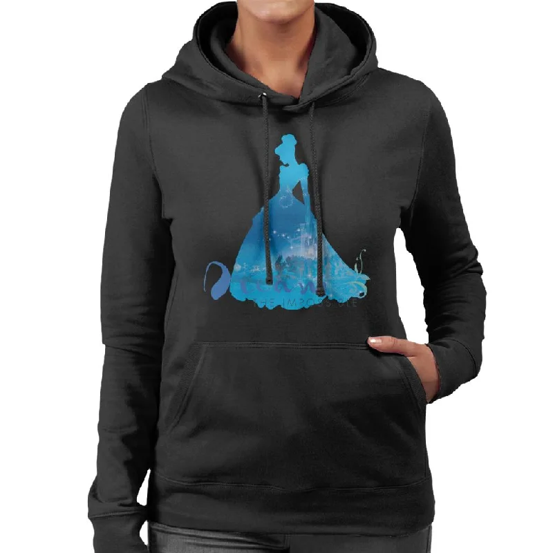 Disney Dream The Impossible Cinderella Women's Hooded Sweatshirt Hoodie with Slim Fit Tailored Modern Disney Dream The Impossible Cinderella Women's Hooded Sweatshirt Hoodie with Slim Fit Tailored Modern