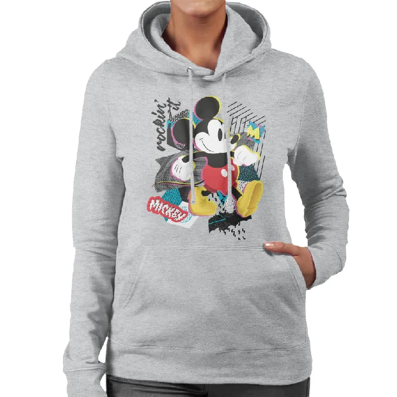 Disney Mickey Mouse Rockin It Retro Women's Hooded Sweatshirt Hoodie with Tie-Dye Psychedelic Retro