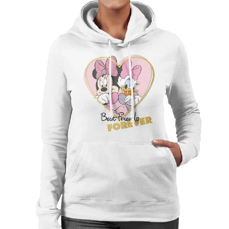 Disney Minnie Mouse And Daisy Duck Best Friends Forever Women's Hooded Sweatshirt Hoodie with Drawcord Adjustable Secure Disney Minnie Mouse And Daisy Duck Best Friends Forever Women's Hooded Sweatshirt Hoodie with Drawcord Adjustable Secure