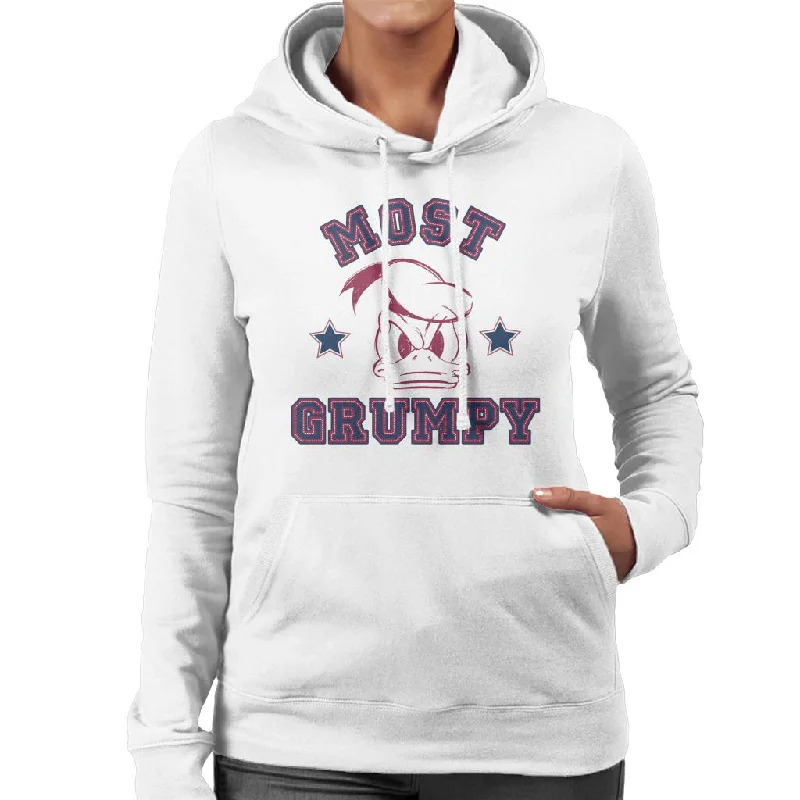 Disney Most Grumpy Donald Duck Women's Hooded Sweatshirt Hoodie with Front Slit Layering Stylish Disney Most Grumpy Donald Duck Women's Hooded Sweatshirt Hoodie with Front Slit Layering Stylish