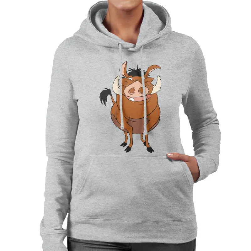Disney Pumbaa Smile The Lion King Women's Hooded Sweatshirt Hoodie with Toggle Buttons Decorative Unique Disney Pumbaa Smile The Lion King Women's Hooded Sweatshirt Hoodie with Toggle Buttons Decorative Unique