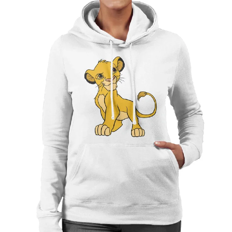 Disney Smiling Simba The Lion King Women's Hooded Sweatshirt Hoodie with Tied Waist Feminine Flattering Disney Smiling Simba The Lion King Women's Hooded Sweatshirt Hoodie with Tied Waist Feminine Flattering