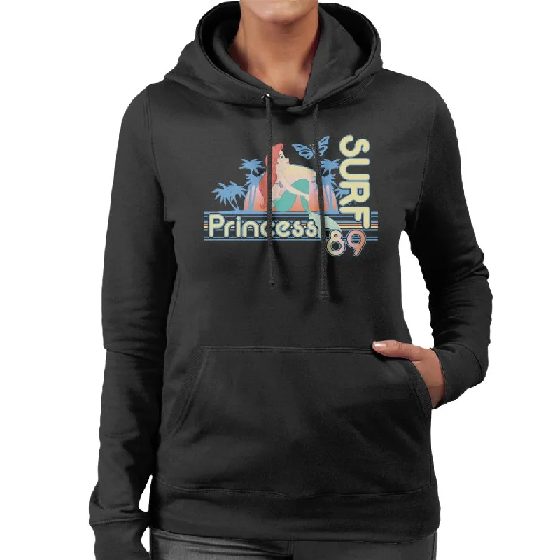 Disney Surf Princess 89 The Little Mermaid Women's Hooded Sweatshirt Hoodie with Half-Zip Sporty Casual Disney Surf Princess 89 The Little Mermaid Women's Hooded Sweatshirt Hoodie with Half-Zip Sporty Casual