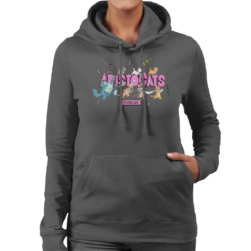 Disney The Aristocats Hashtag Cool Cats Women's Hooded Sweatshirt Hoodie with Hem Raw Edge Edgy Unfinished Disney The Aristocats Hashtag Cool Cats Women's Hooded Sweatshirt Hoodie with Hem Raw Edge Edgy Unfinished