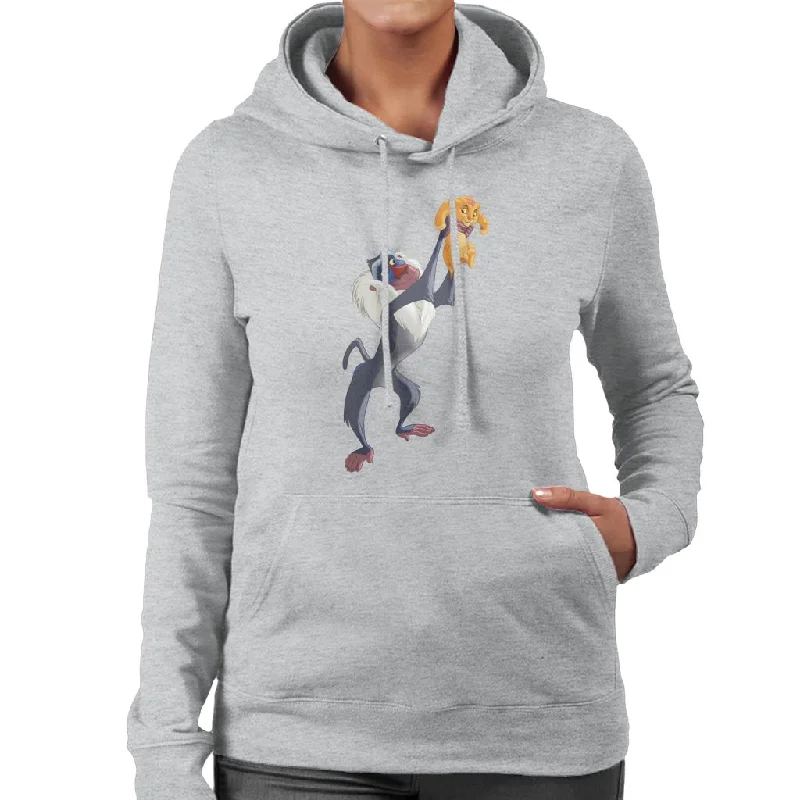 Disney The Lion King Rafiki And Simba Scene Women's Hooded Sweatshirt Hoodie with Contrast Stitching Detailed Premium Disney The Lion King Rafiki And Simba Scene Women's Hooded Sweatshirt Hoodie with Contrast Stitching Detailed Premium
