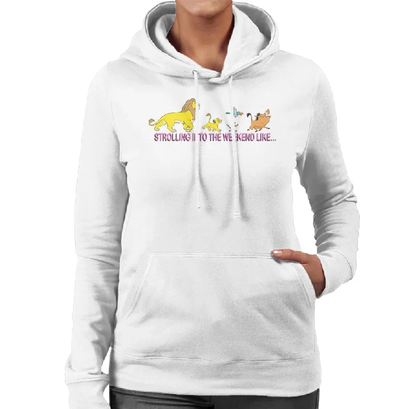 Disney The Lion King Strolling Into The Weekend Like Women's Hooded Sweatshirt Hoodie with Hem Embroidery Detailed Premium Disney The Lion King Strolling Into The Weekend Like Women's Hooded Sweatshirt Hoodie with Hem Embroidery Detailed Premium