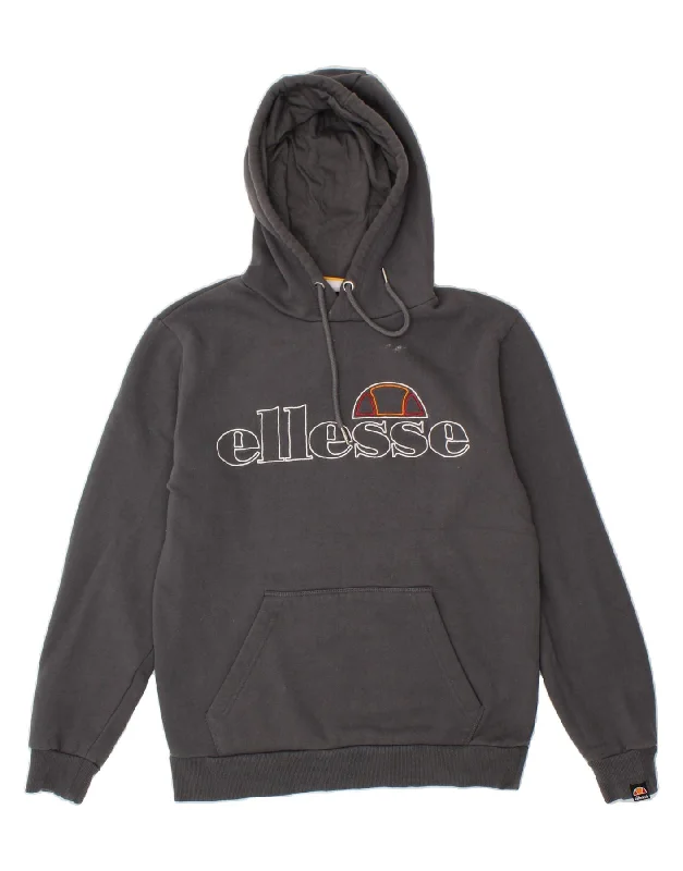 ELLESSE Mens Graphic Hoodie Jumper Small Grey Cotton Hoodie Dress Longline Feminine