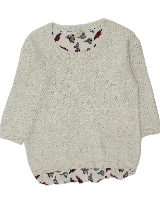 FAT FACE Womens 3/4 Sleeve Boat Neck Jumper Sweater UK 12 Medium Off White Collared Crew Neck Turtle Neck FAT FACE Womens 3/4 Sleeve Boat Neck Jumper Sweater UK 12 Medium Off White Collared Crew Neck Turtle Neck
