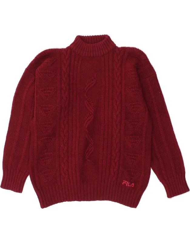 FILA Womens Turtle Neck Jumper Sweater IT 46 Large Red Cotton Elasticated Padded Insulated FILA Womens Turtle Neck Jumper Sweater IT 46 Large Red Cotton Elasticated Padded Insulated