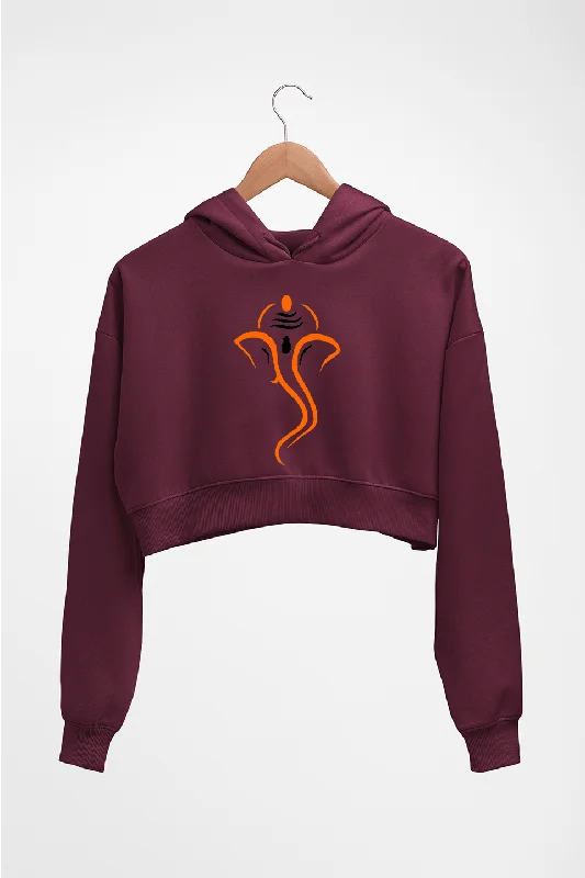 Ganpati JI(Ganesh) Crop HOODIE FOR WOMEN Hoodie with Half-Zip Sporty Casual