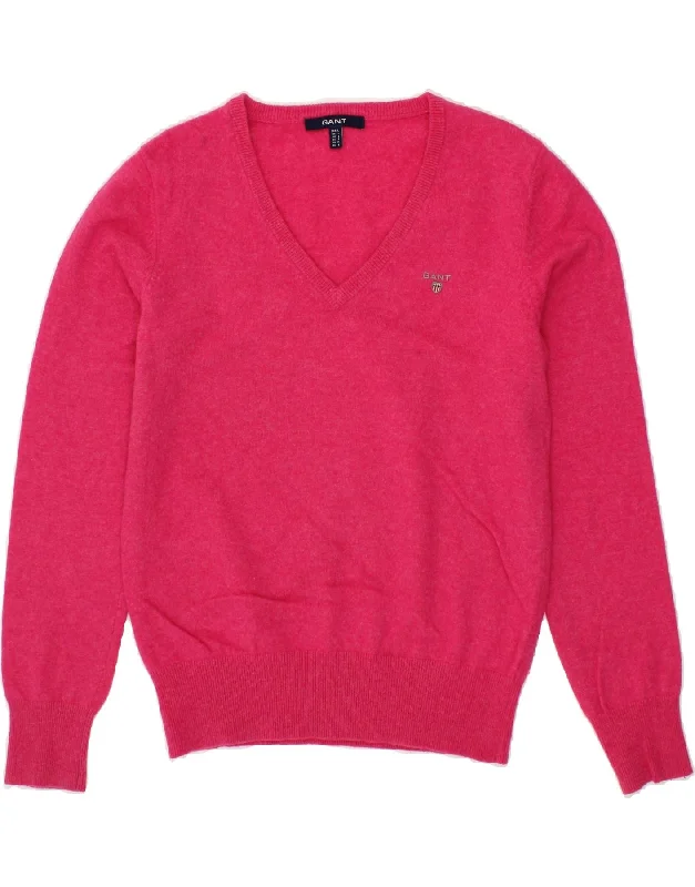 GANT Womens V-Neck Jumper Sweater UK 16 Large Pink Lambswool Elegant Classic Vintage GANT Womens V-Neck Jumper Sweater UK 16 Large Pink Lambswool Elegant Classic Vintage