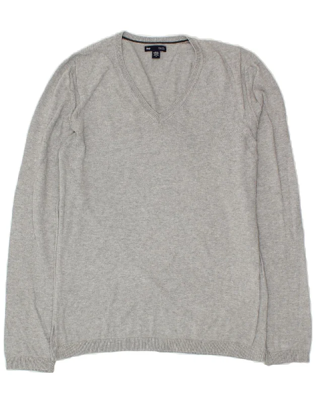 GAP Womens V-Neck Jumper Sweater UK 12 Medium Grey Cotton Boxy Sweater Fitted Sweater A-Line GAP Womens V-Neck Jumper Sweater UK 12 Medium Grey Cotton Boxy Sweater Fitted Sweater A-Line