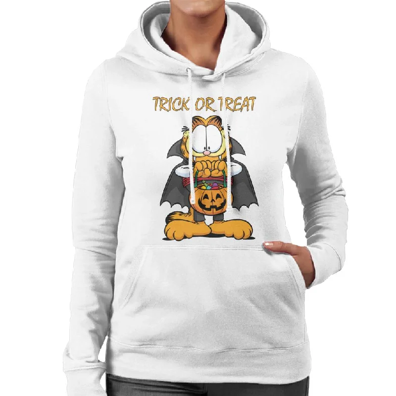 Garfield Halloween Trick Or Treat Women's Hooded Sweatshirt Hoodie with Cropped Fit Short Trendy Garfield Halloween Trick Or Treat Women's Hooded Sweatshirt Hoodie with Cropped Fit Short Trendy