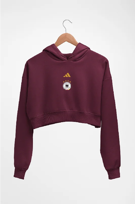 Germany Football Crop HOODIE FOR WOMEN Hoodie with Velcro Closure Adjustable Secure