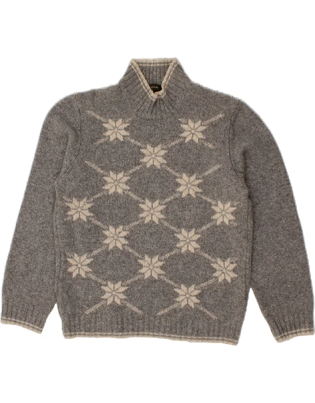 HENRY COTTONS Womens Turtle Neck Jumper Sweater UK 18 XL Grey Floral Oversized Loose Flowy HENRY COTTONS Womens Turtle Neck Jumper Sweater UK 18 XL Grey Floral Oversized Loose Flowy