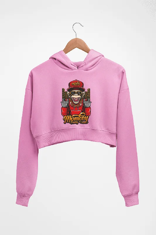 Hip Hop Monkey Crop HOODIE FOR WOMEN Hoodie with Batwing Sleeves Loose Dramatic