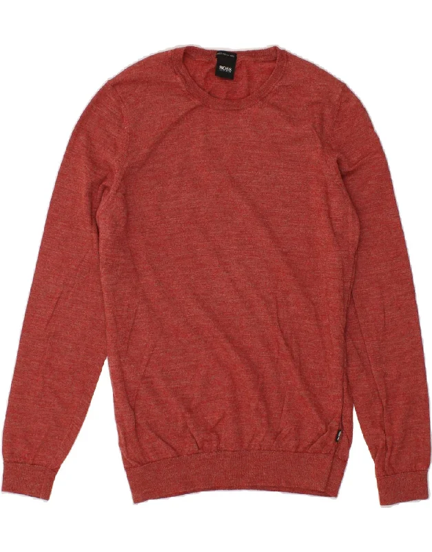 HUGO BOSS Womens Crew Neck Jumper Sweater UK 18 XL Red Virgin Wool Welt Pockets Slit Pockets Flap Pockets HUGO BOSS Womens Crew Neck Jumper Sweater UK 18 XL Red Virgin Wool Welt Pockets Slit Pockets Flap Pockets