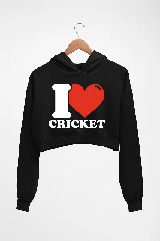 I Love Cricket Crop HOODIE FOR WOMEN Hoodie with Button Classic Timeless