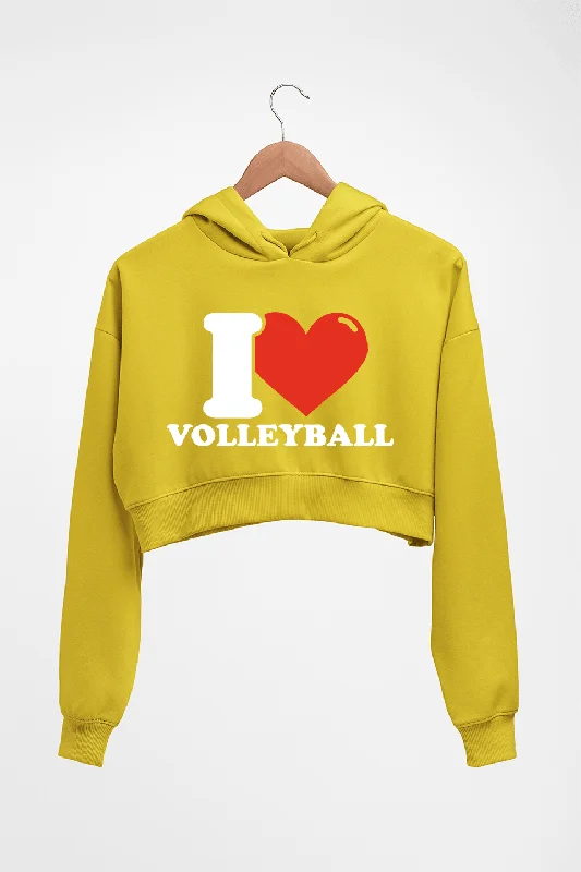 I Love Volleyball Crop HOODIE FOR WOMEN Hoodie Sweatshirt Pullover
