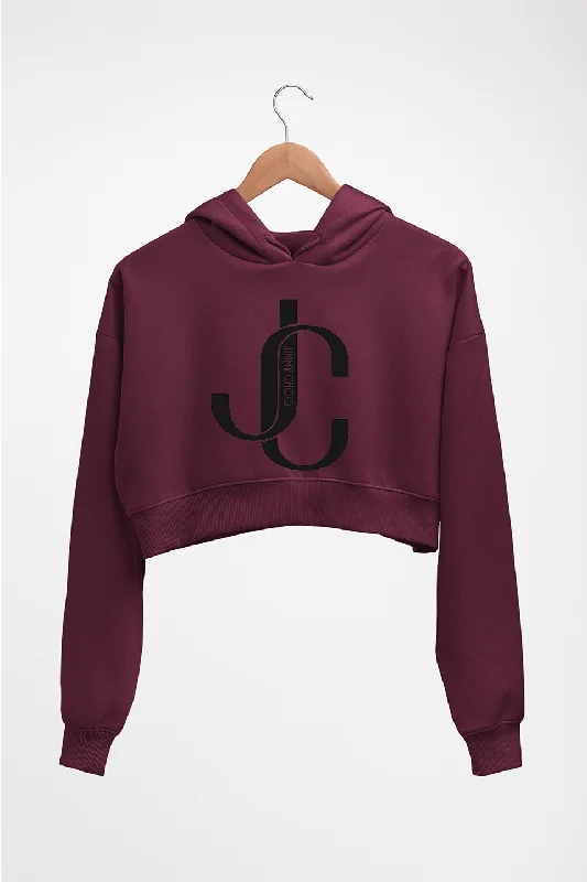 Jimmy Choo Crop HOODIE FOR WOMEN Hoodie with Hem Applique Textured Unique