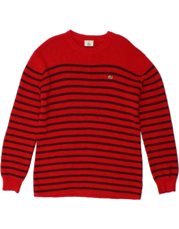 LACOSTE Womens Crew Neck Jumper Sweater Size 46 XL Red Striped Wool Nylon Fabric Polyester Fabric Spandex Fabric LACOSTE Womens Crew Neck Jumper Sweater Size 46 XL Red Striped Wool Nylon Fabric Polyester Fabric Spandex Fabric
