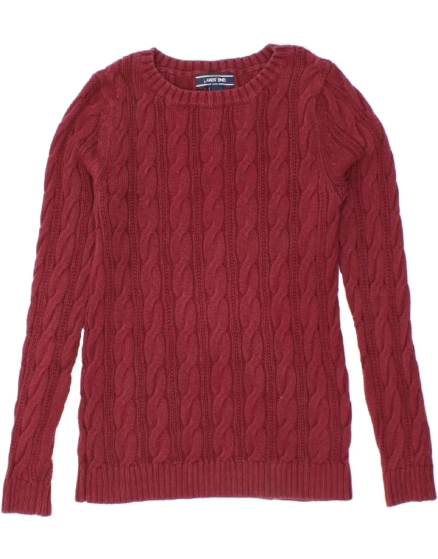LANDS END Womens Boat Neck Jumper Sweater US 2/4 XS Maroon Cotton Knit Fabric Woven Fabric Fleece Fabric LANDS END Womens Boat Neck Jumper Sweater US 2/4 XS Maroon Cotton Knit Fabric Woven Fabric Fleece Fabric