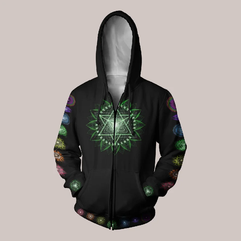 Light Body Activation Hoodie – Sacred Geometry Chakra Zip Hoodie Drawstring Kangaroo Pocket Light Body Activation Hoodie – Sacred Geometry Chakra Zip Hoodie Drawstring Kangaroo Pocket