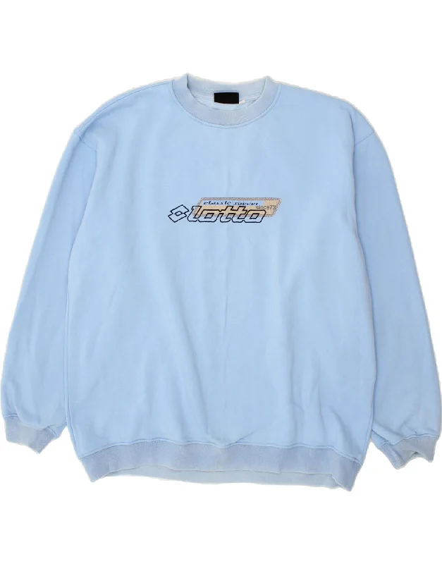 LOTTO Mens Graphic Sweatshirt Jumper 2XL Blue Cotton Hoodie with Hem Contrast Bold Stylish