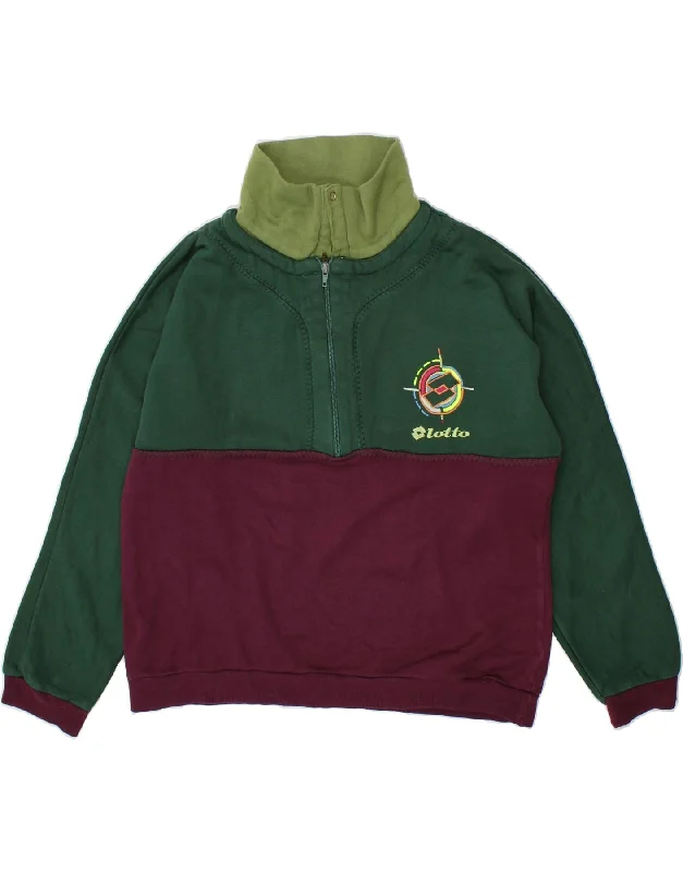 LOTTO Womens Graphic Sweatshirt Jumper UK 10 Small Green Colourblock Hoodie with Contrast Stitching Detailed Premium LOTTO Womens Graphic Sweatshirt Jumper UK 10 Small Green Colourblock Hoodie with Contrast Stitching Detailed Premium