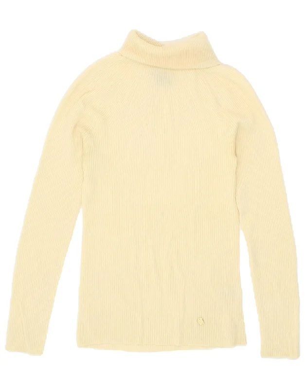 LUISA SPAGNOLI Womens Roll Neck Jumper Sweater UK 12 Medium Beige Thin Thick Dense