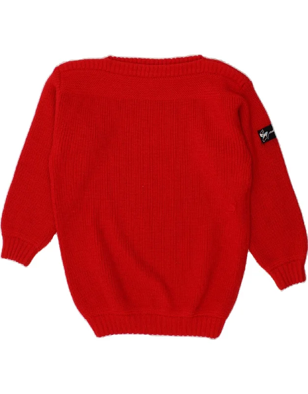 MARINA YACHTING Womens Oversized Boat Neck Jumper Sweater IT 42 Medium Red Front Pockets Side Pockets Patch Pockets MARINA YACHTING Womens Oversized Boat Neck Jumper Sweater IT 42 Medium Red Front Pockets Side Pockets Patch Pockets